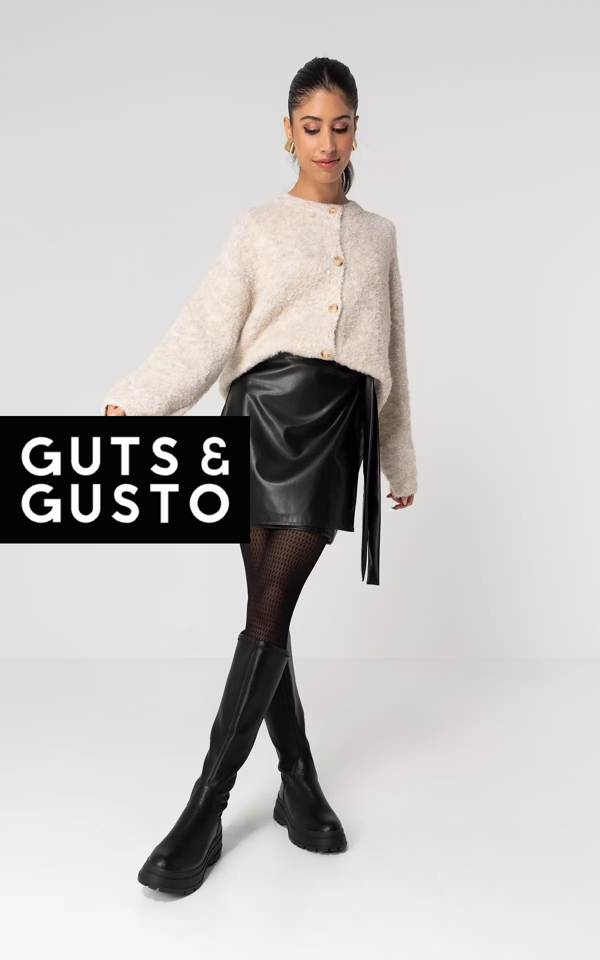 Wickelrock im Leder-Look Schwarz Guts Gusto