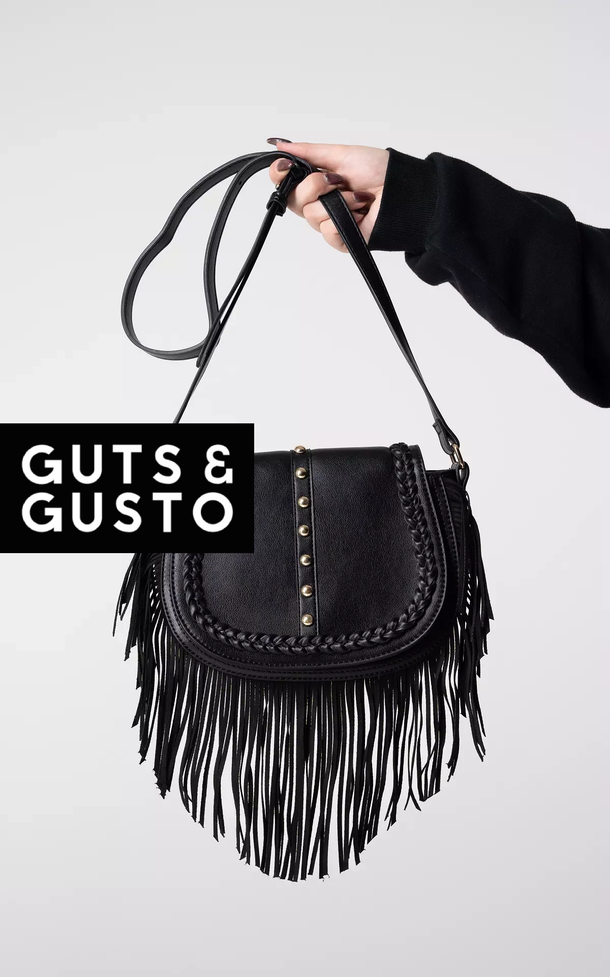 Tasche mit goldfarbenen Details Schwarz Guts Gusto